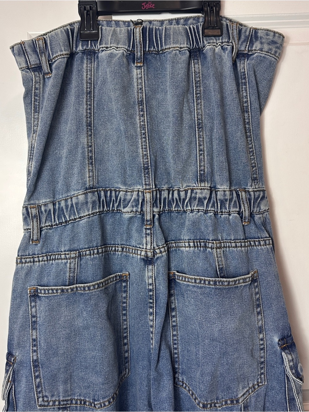 Steve Madden Duo Denim Zara Blue Denim Strapless Jumpsuit - Picture 8 of 14